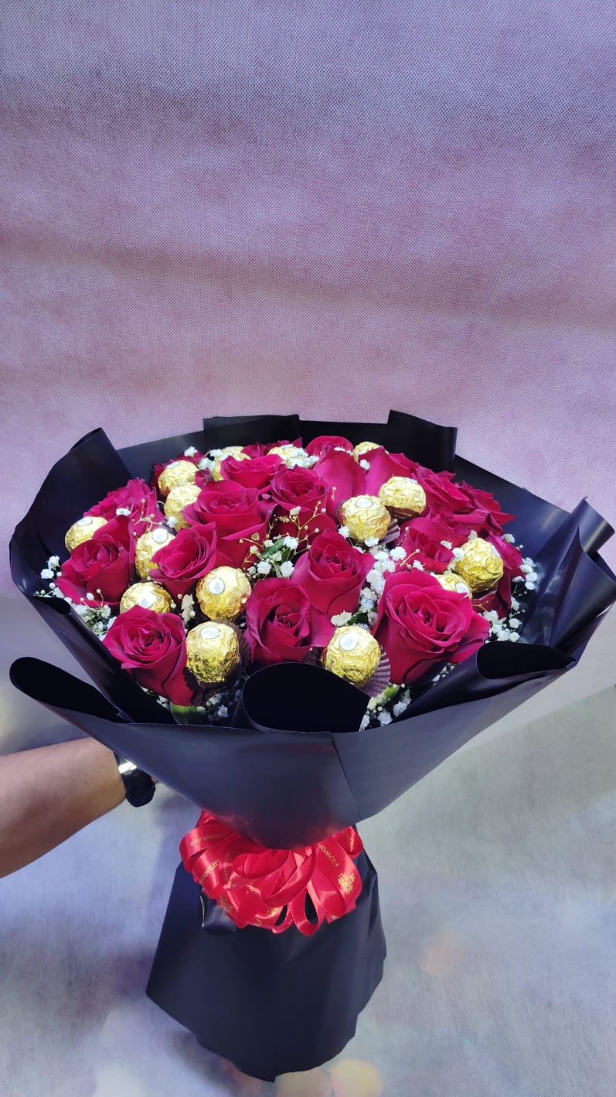 24 Red Rose With Ferrero Rocher