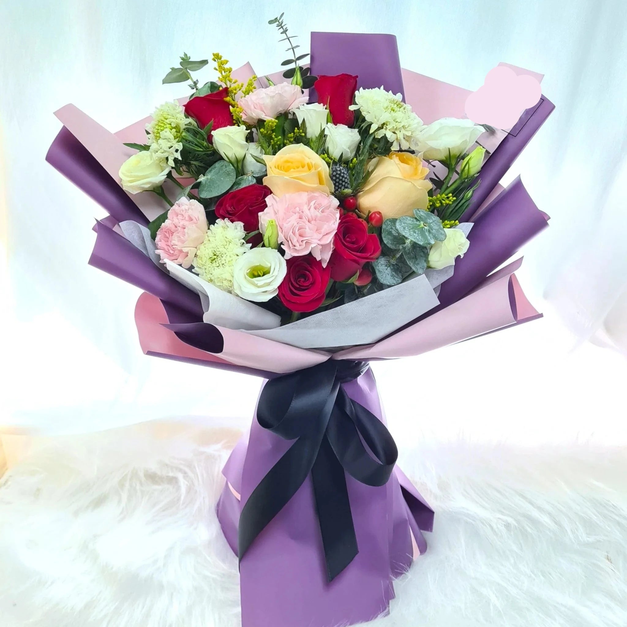 Mix Flower Bouquet Purple Wrapping