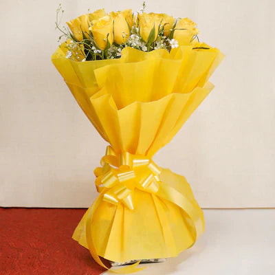 A dozen yellow roses bouquet in Dubai