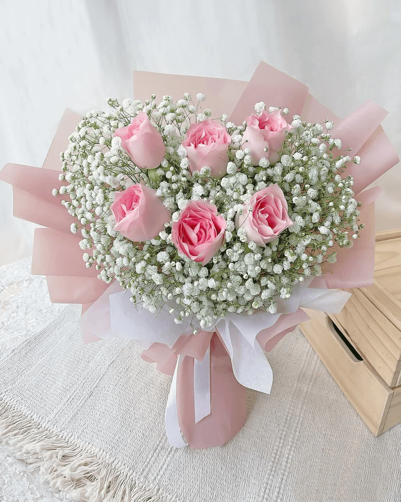Affordable pink rose bouquet gift under 100 AED in Dubai