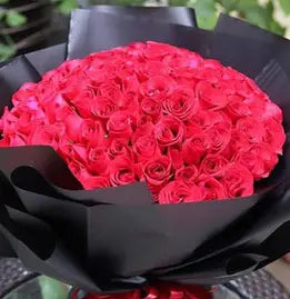 101 Red Rose Bouquet With Black Wrapping