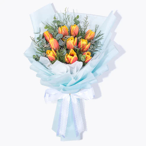 10 Orange Tulip Bouquet