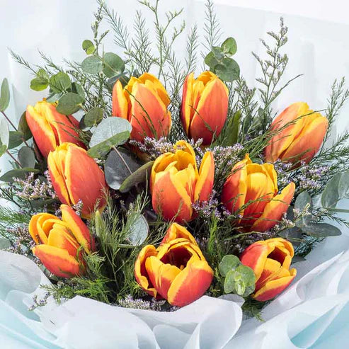 10 Orange Tulip Bouquet