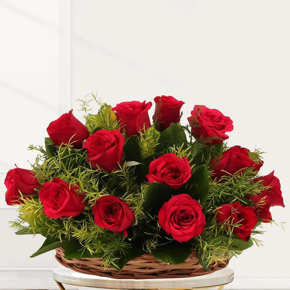 Basket Arrangement Red Roses