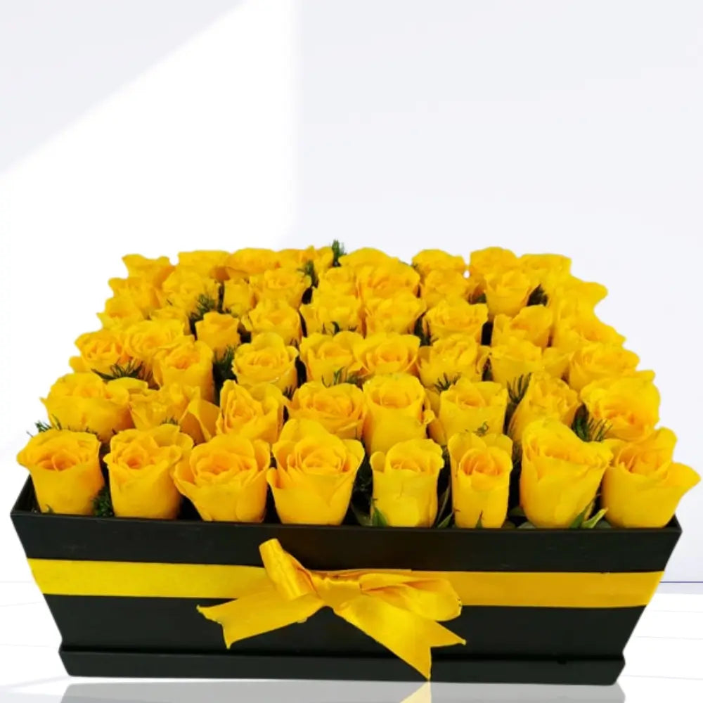 Box Arrangement Square Yellow Rose