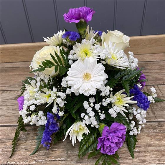 Posy Flower Arrangement Purple, Blue and White