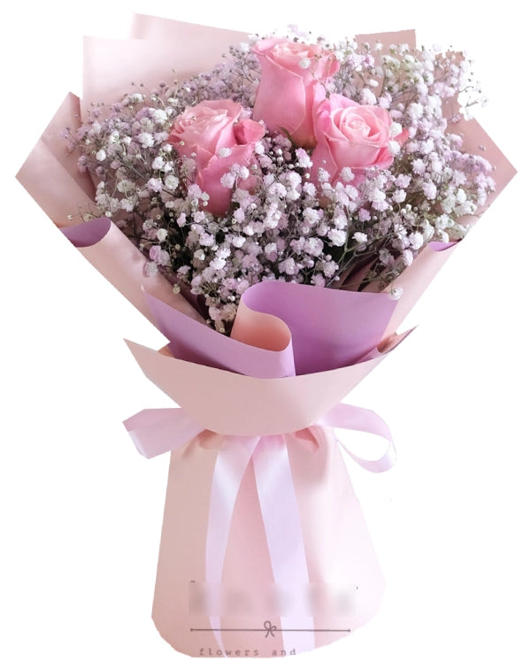 3 Classic Pink Rose Bouquet