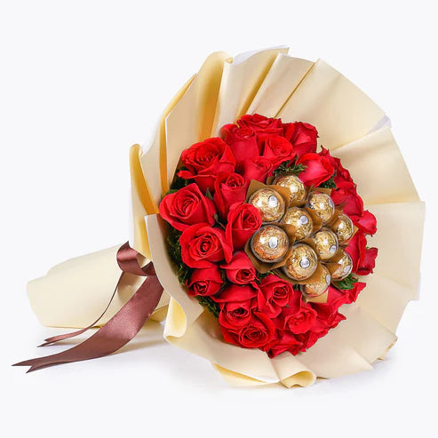 30 Red Rose With Ferrero Rocher