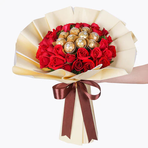 30 Red Rose With Ferrero Rocher