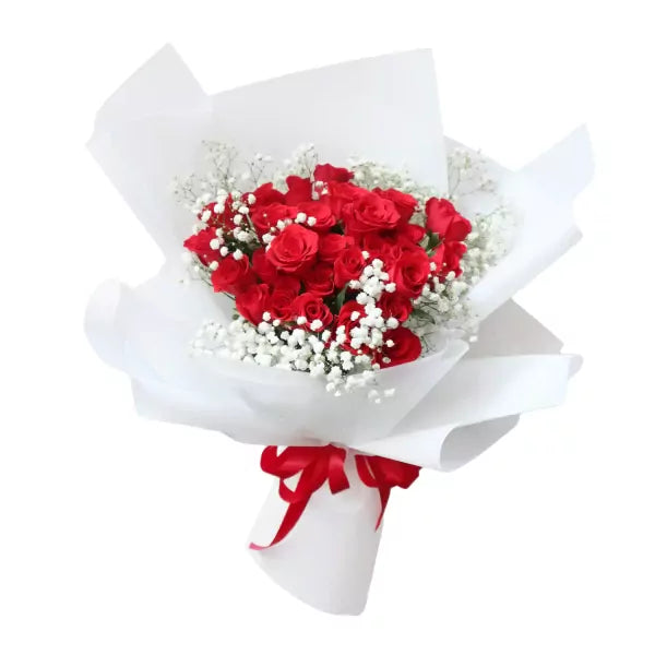 24 Red Rose With White Wrapping