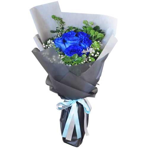 6 Blue Rose Bouquet