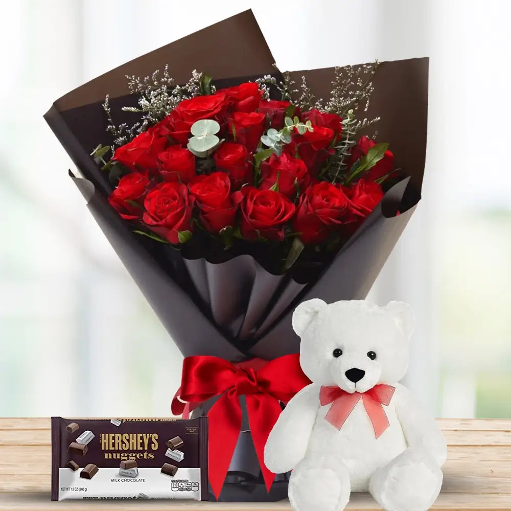 24 Red Rose Bouquet Combo