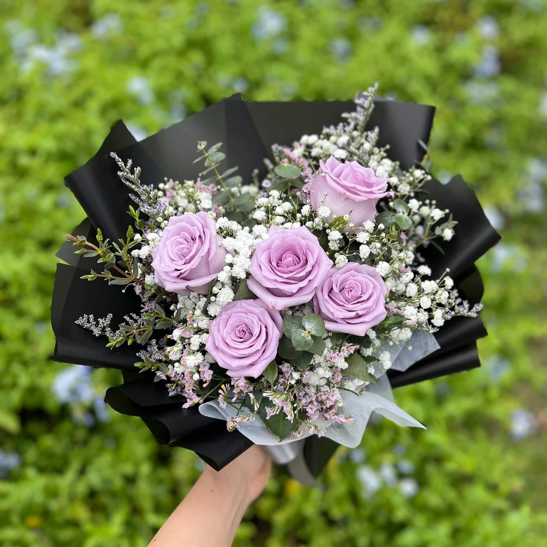 5 Purple Rose Bouquet