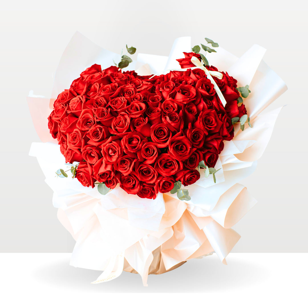 99 Heart Red Rose Bouquet