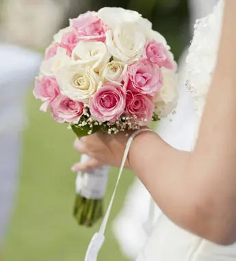 Pink and White Rose Bridal Bouquet