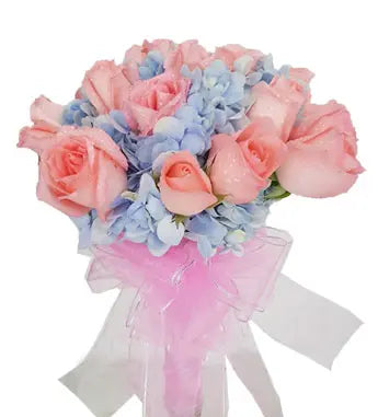 Pink and Blue Bridal Bouquet