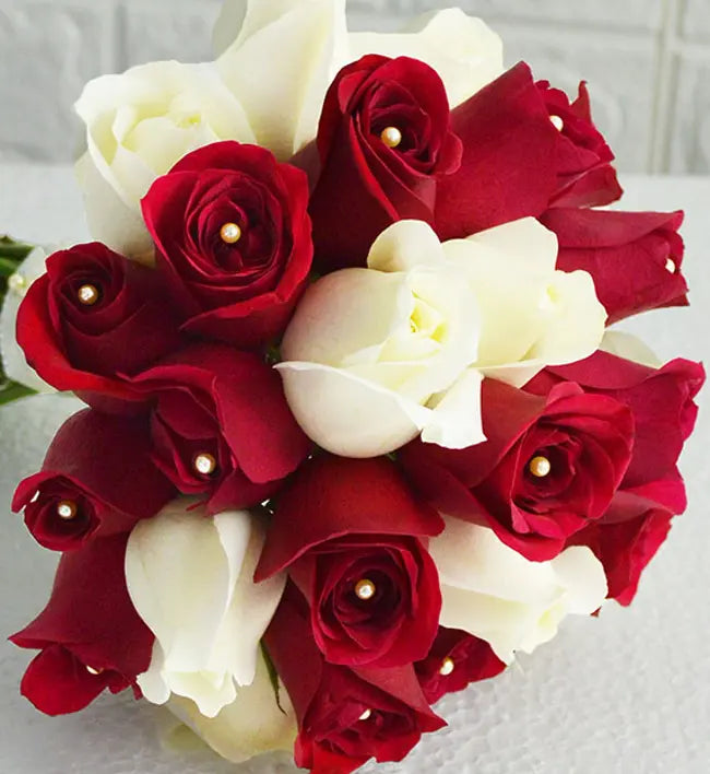 White and Red Rose Bridal Bouquet