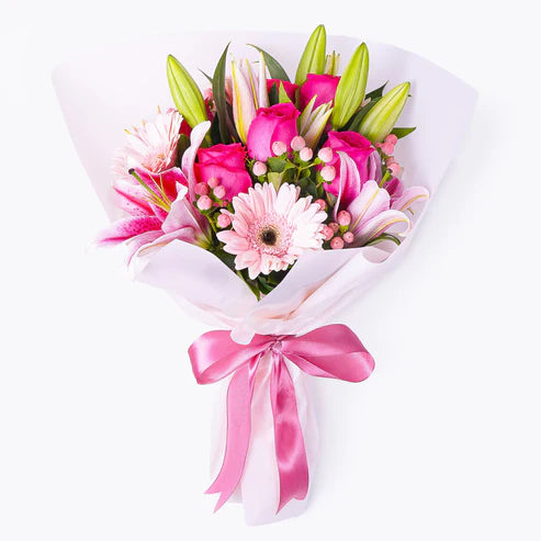 Pink Lily And Mix Flowers