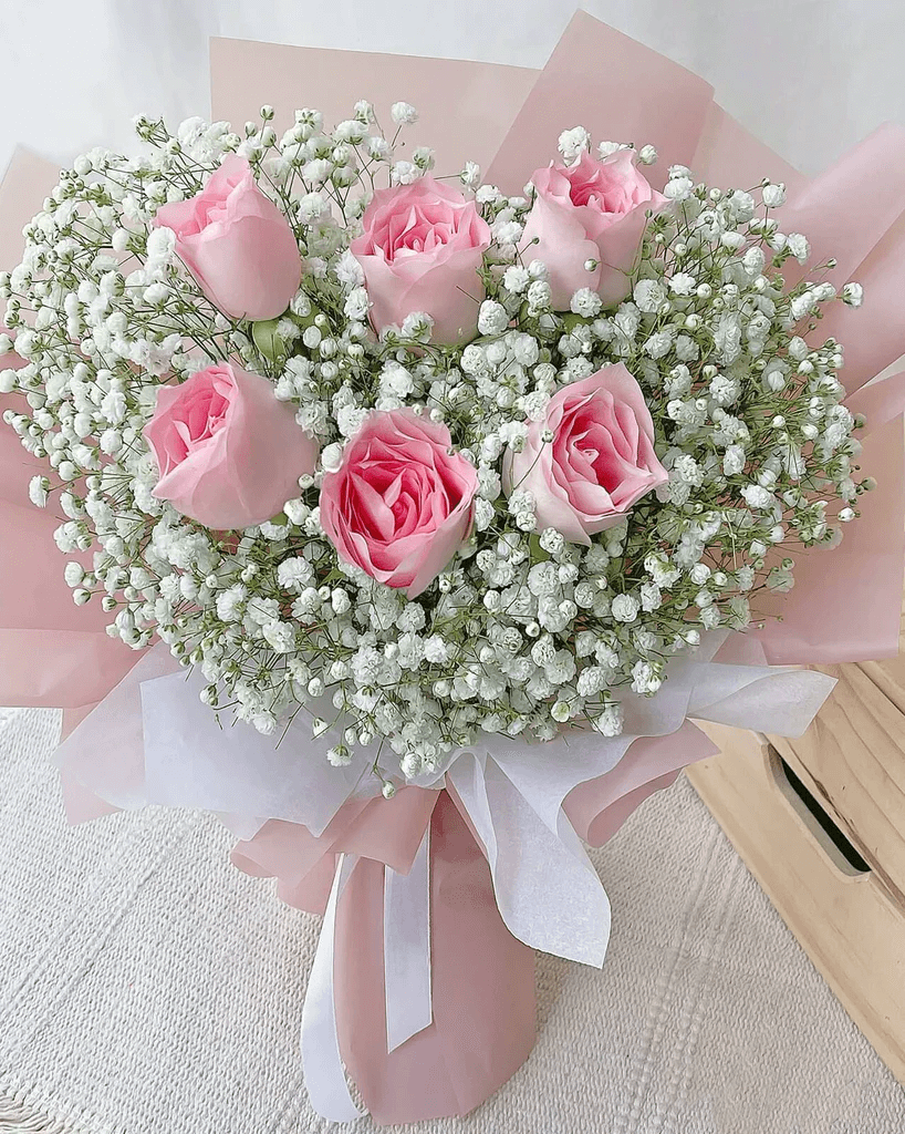 6 Baby Pink Rose Bouquet