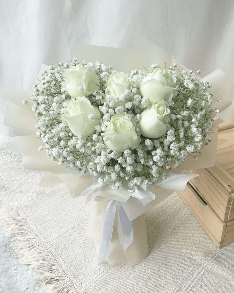 6 White Rose Bouquet