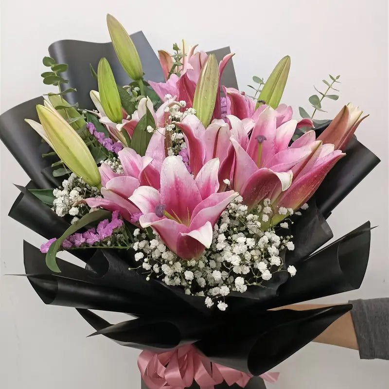 6 Stems Of Pink Lily Bouquet