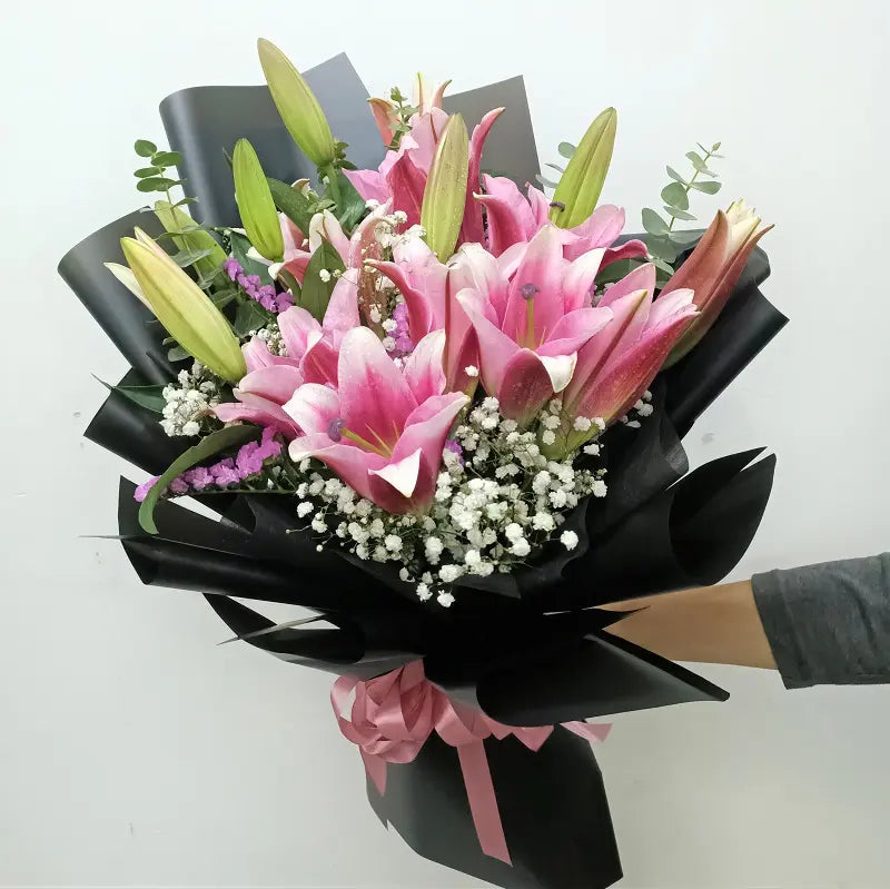 6 Stems Of Pink Lily Bouquet