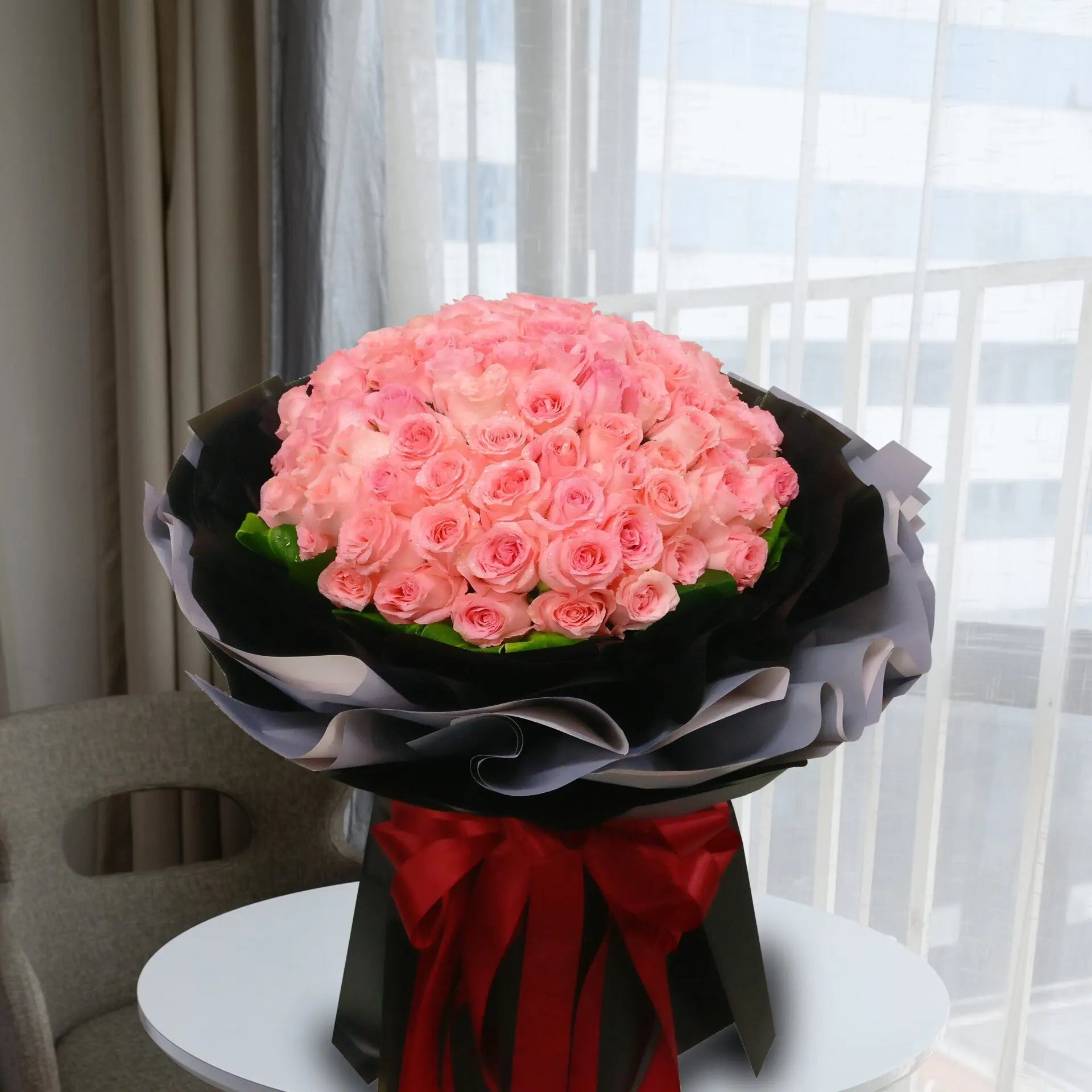 101 Coral Pink Rose Bouquet