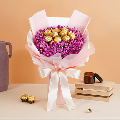 Pink Baby's Breath With Ferrero Rocher