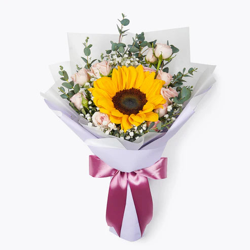 1 Sunflower With Spray Rose Bouquet