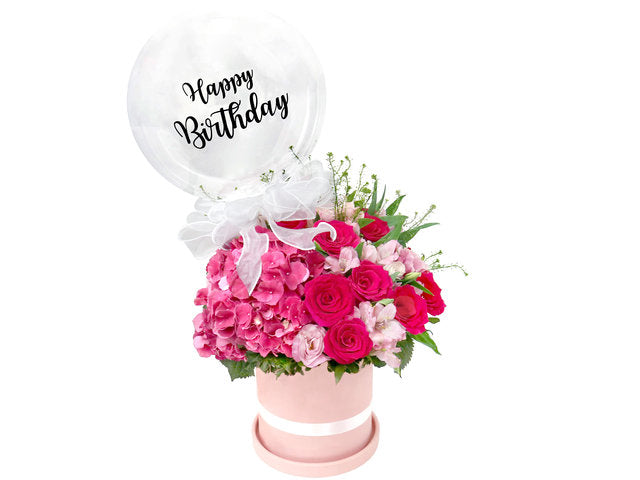 Birthday Pink Flower Box Arrangement