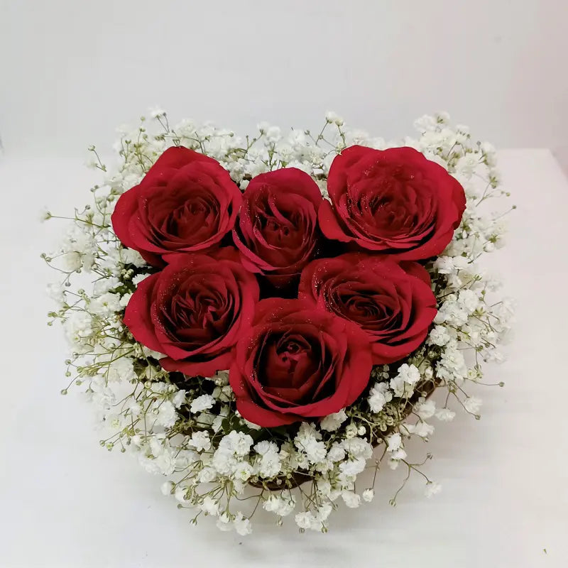 6 Red Rose Heart Arrangement