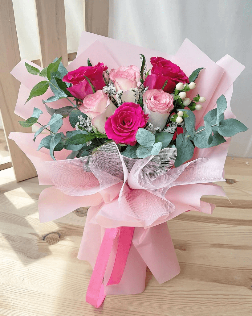 6 Mix Pink Rose Bouquet