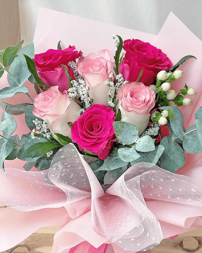 6 Mix Pink Rose Bouquet