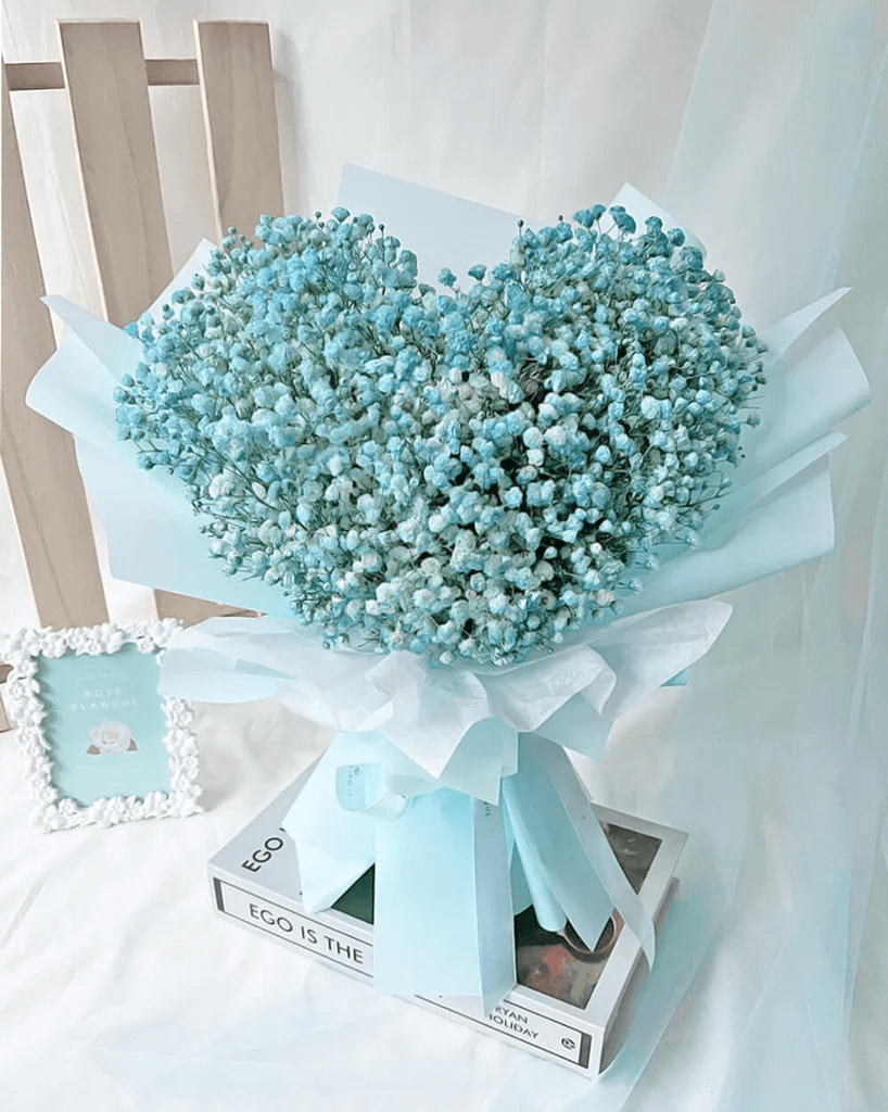 Blue Baby's Breath Heart