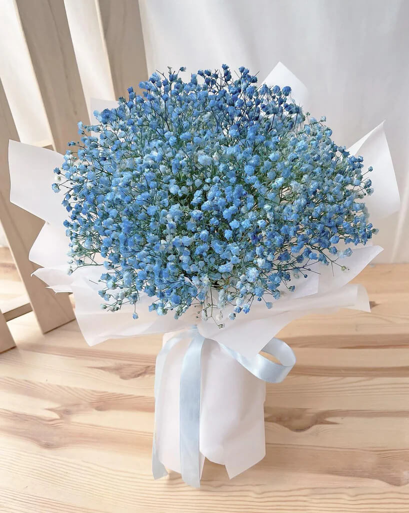 Blue Baby's Breath Round Bouquet