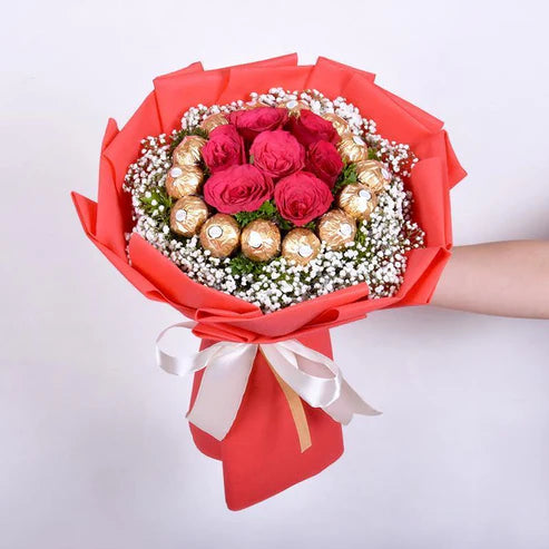 7 Red Rose With Chocolates