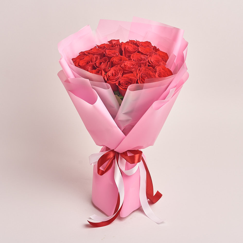 31 Red Rose Bouquet Pink Wrapping