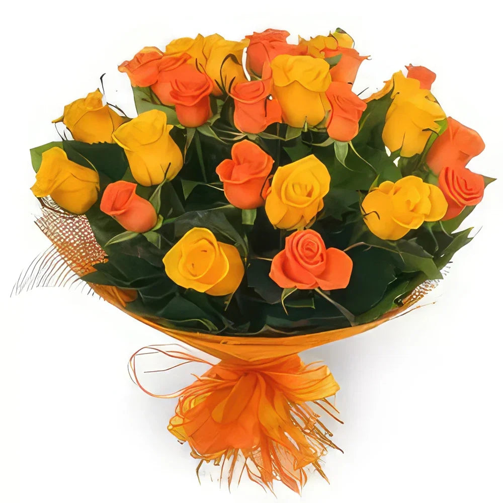 Yellow and Orange Rose Bouquet