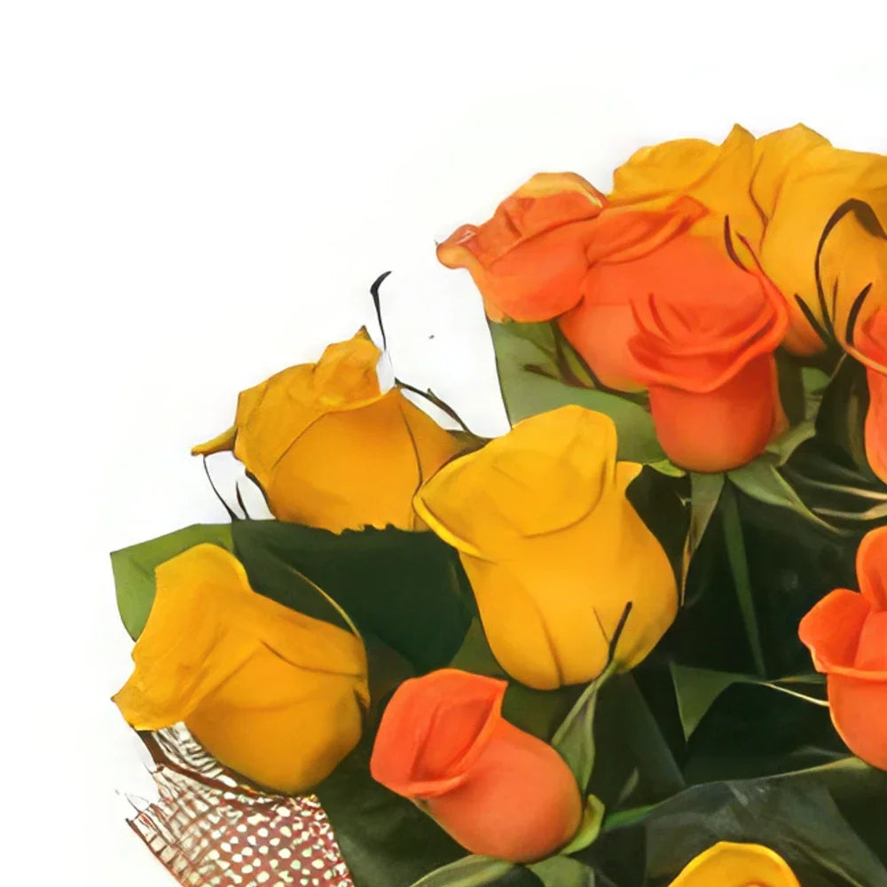 Yellow and Orange Rose Bouquet