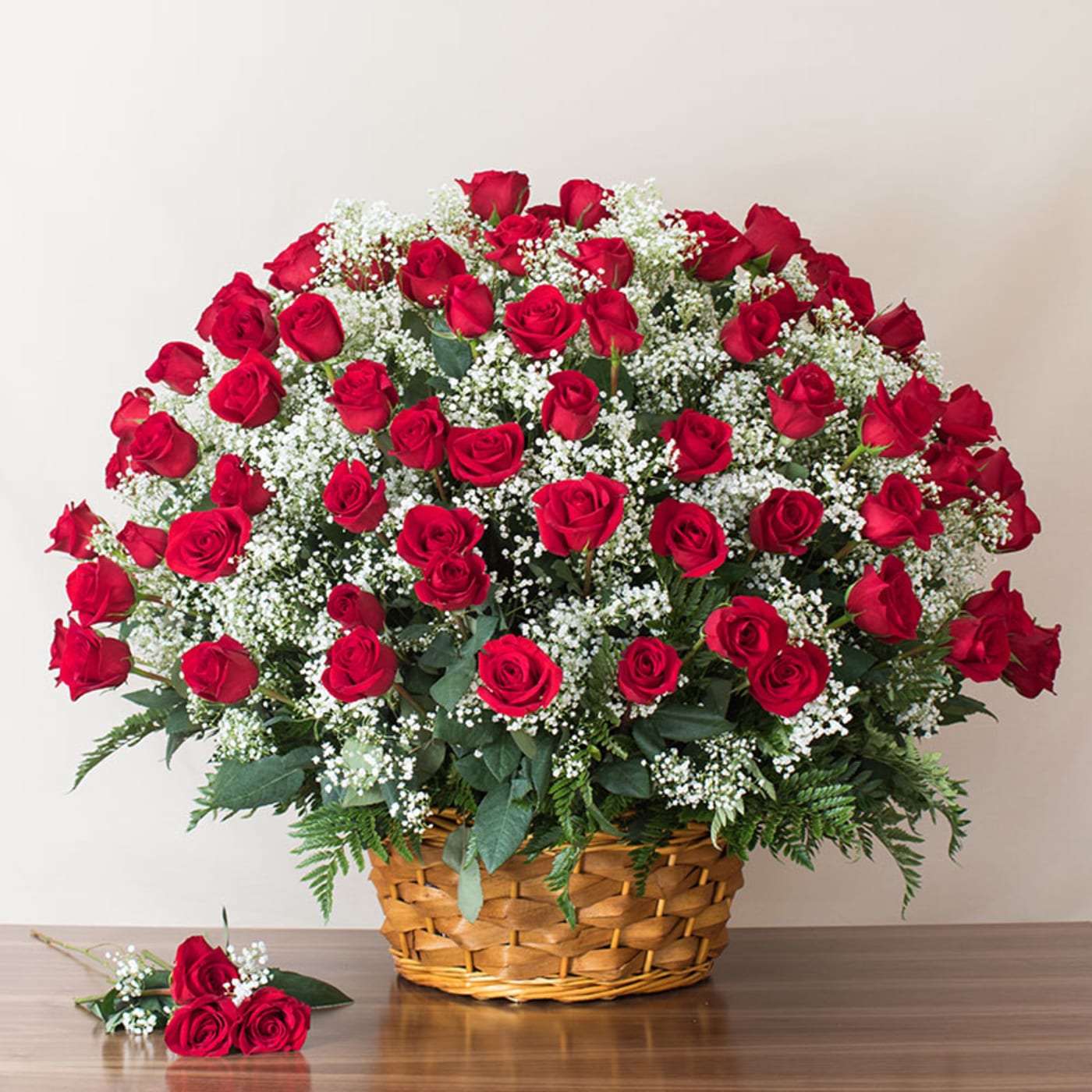 201 Red Rose Basket Arrangement