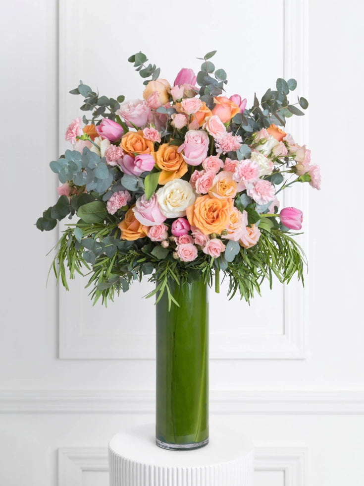 Classic Flowers In Cylindrical Vase