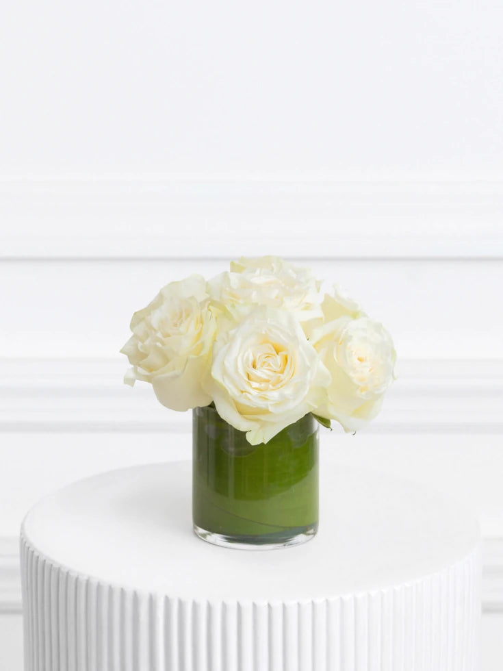 8 White Rose Vase Arrangement