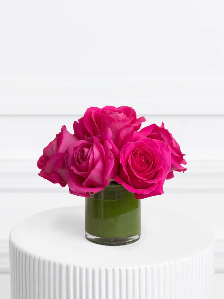 8 Fuchsia Roses Vase