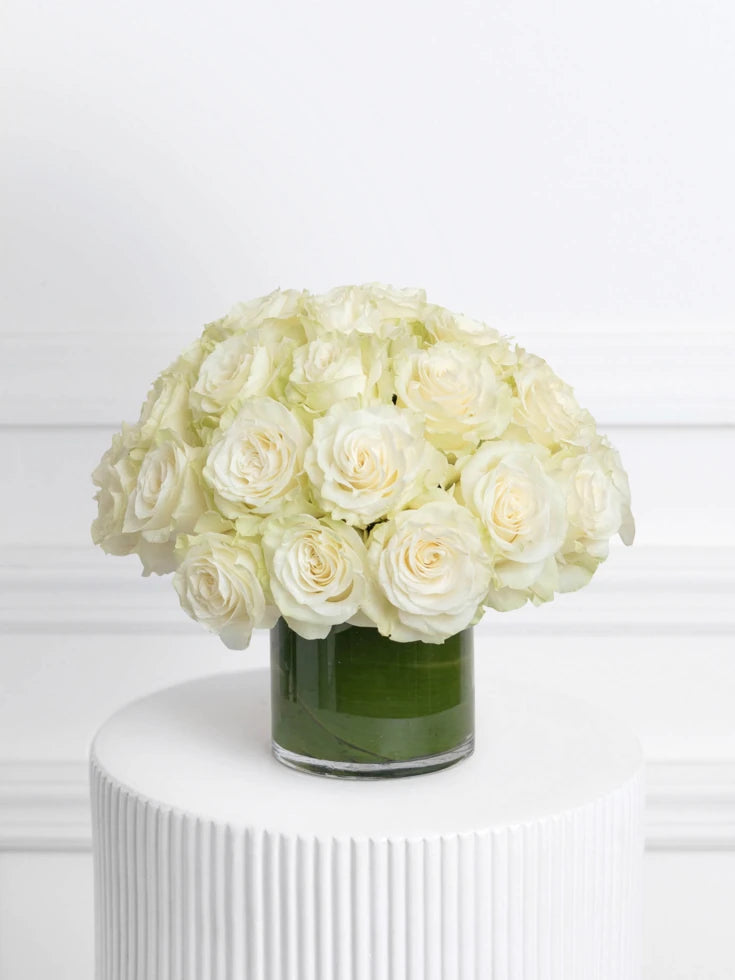 30 White Rose Vase Arrangement