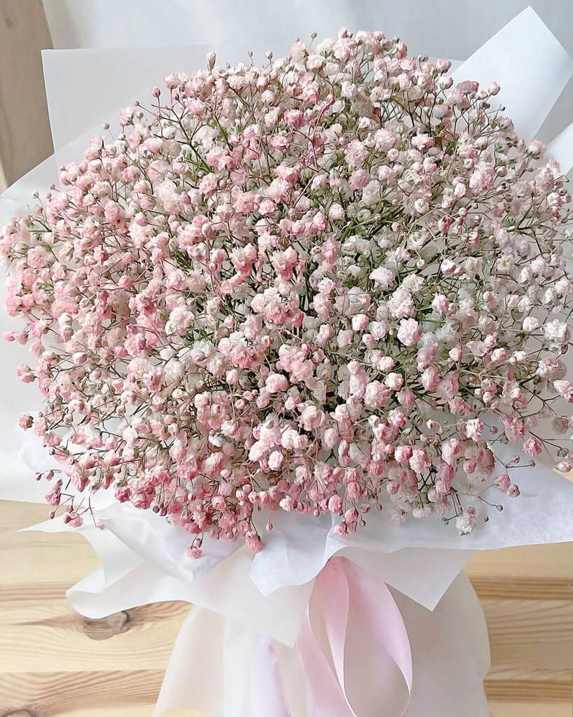 Pink Baby's Breath Round Bouquet