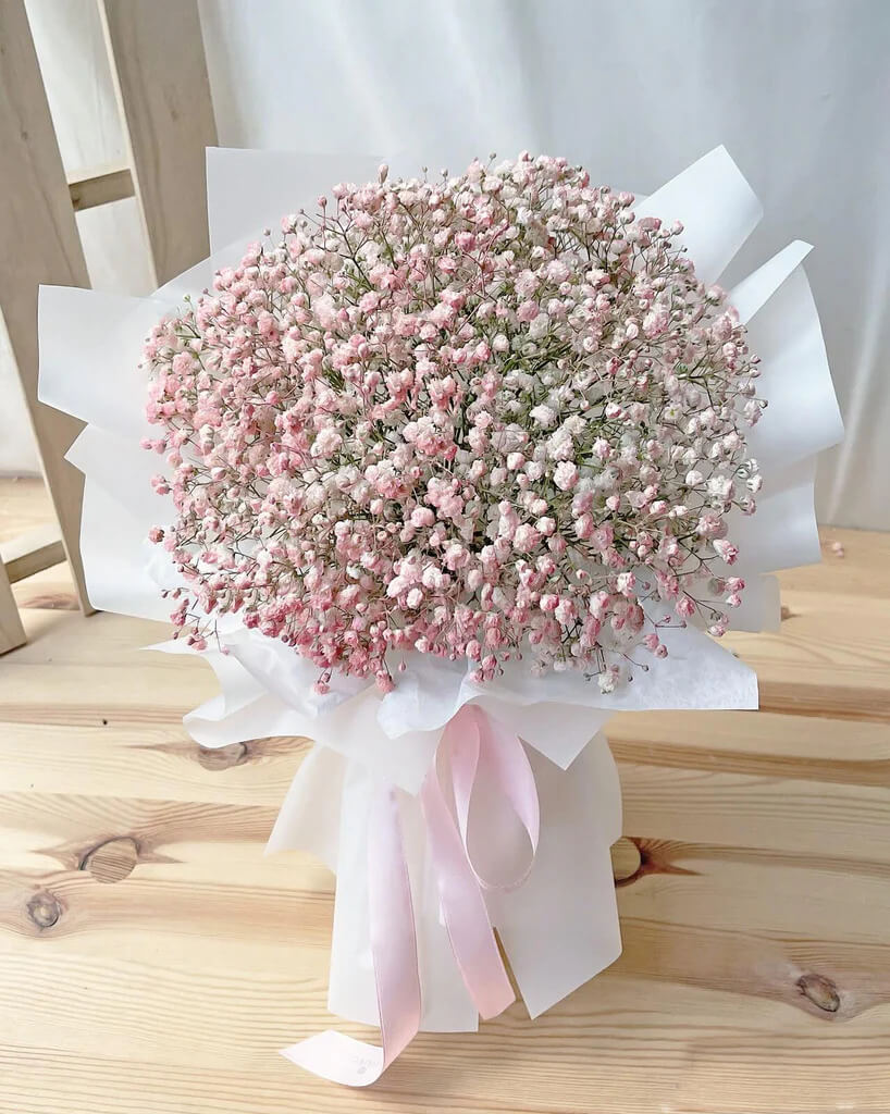 Pink Baby's Breath Round Bouquet