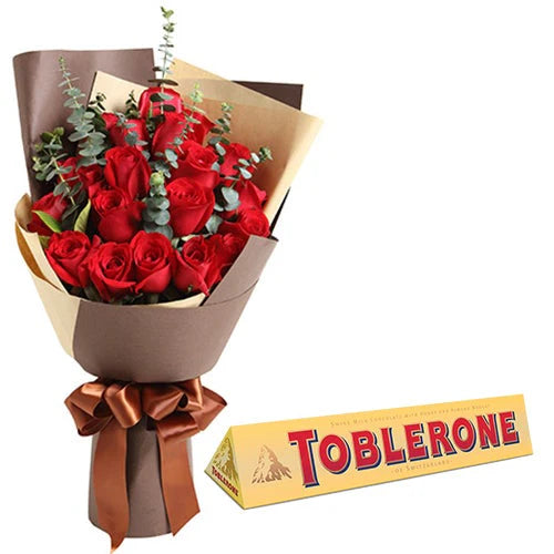 24 Red Rose Bouquet With Toblerone