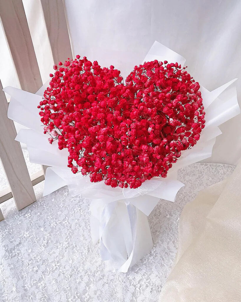 Red Heart Baby's Breath Bouquet